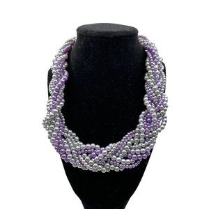 Sophia Collection Shades of Purple and Gray Statement Necklace 17 inch Drop
